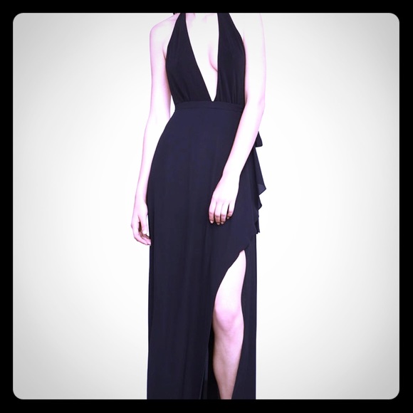 🔥HP🔥 BCBGMAXAZRIA Formal Black Long Halter Dress - Picture 7 of 10